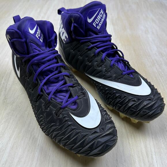 Nike Force Savage Elite 2 Black Purple White High Top Football Cleats Turf US 16 - Picture 11 of 16